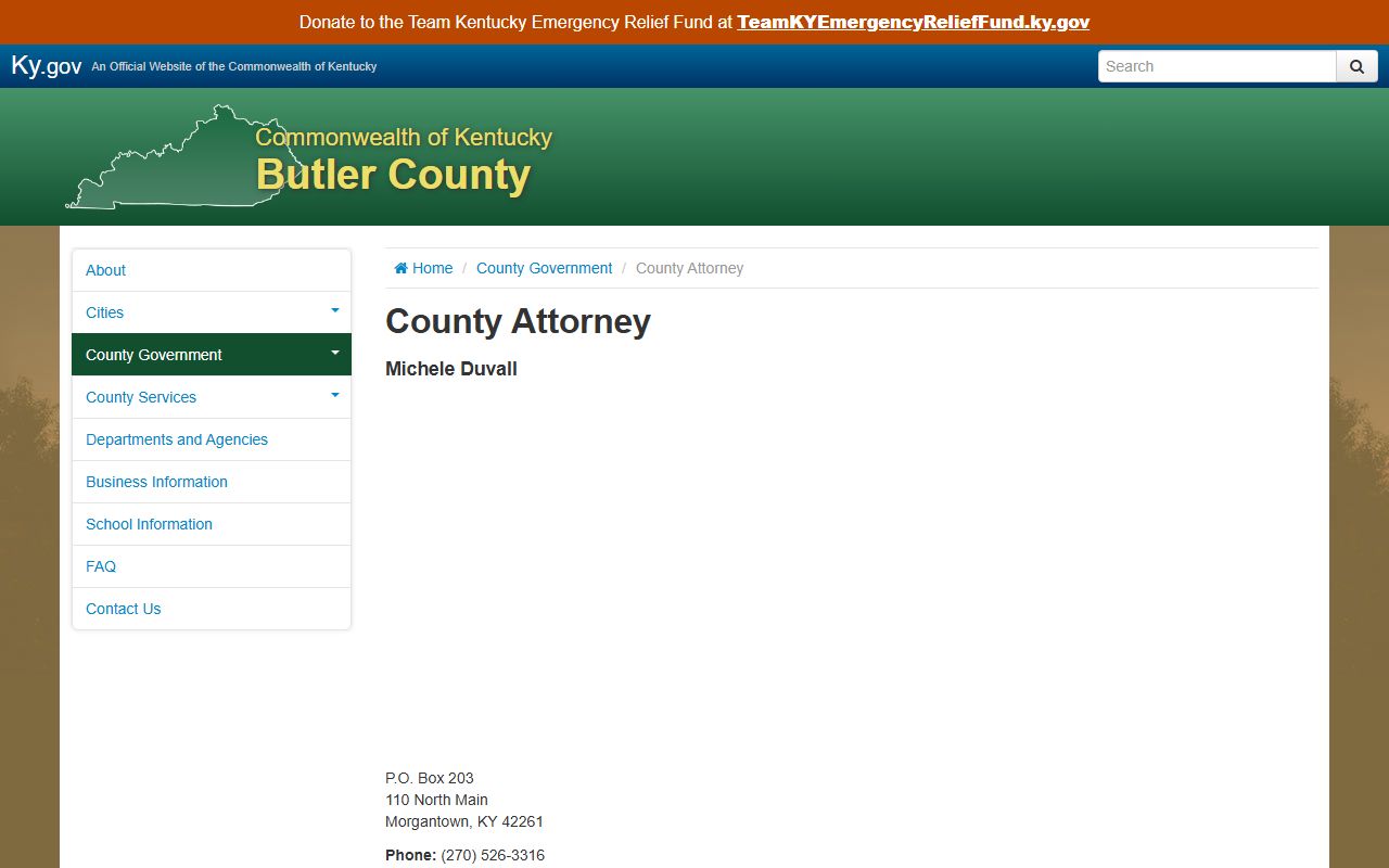 Butler County Clerk records related county attorney office page