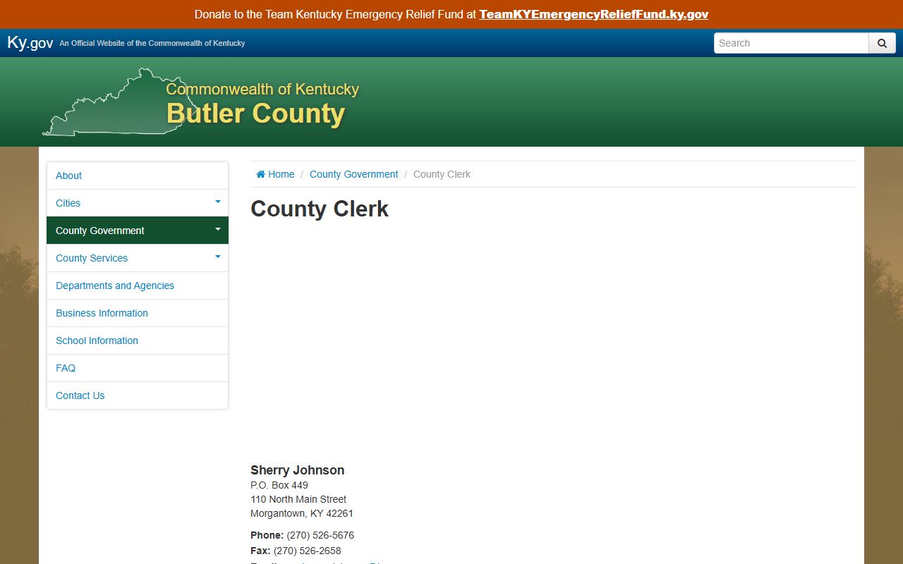 Butler County Clerk records county government page