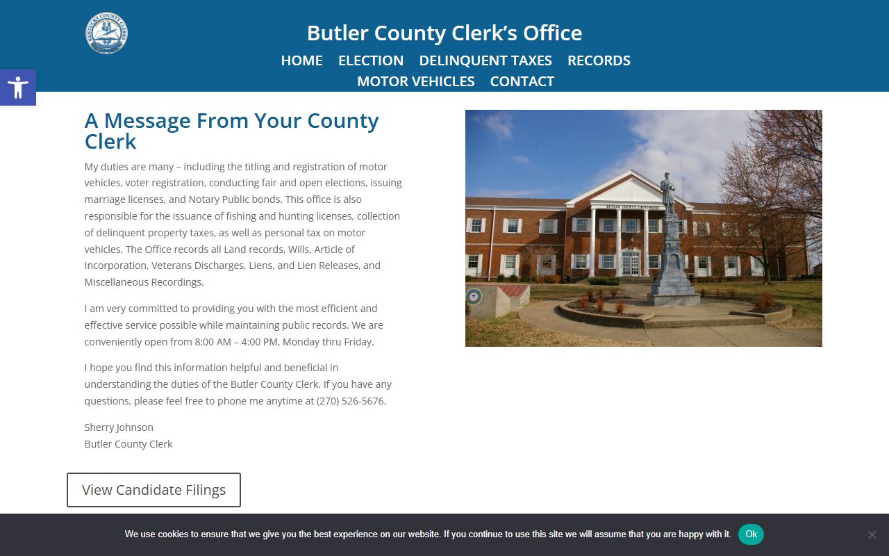 Butler County Clerk records homepage
