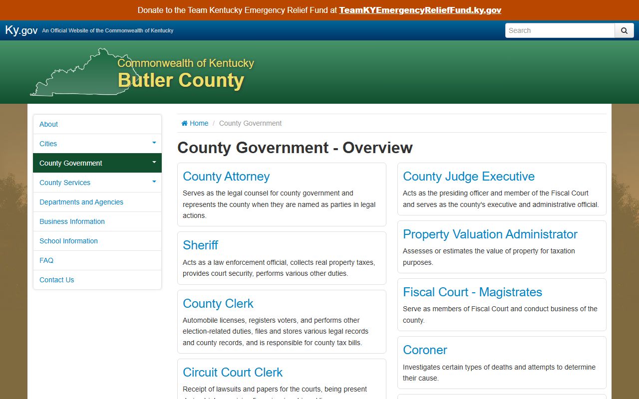 Butler County Clerk records county government overview