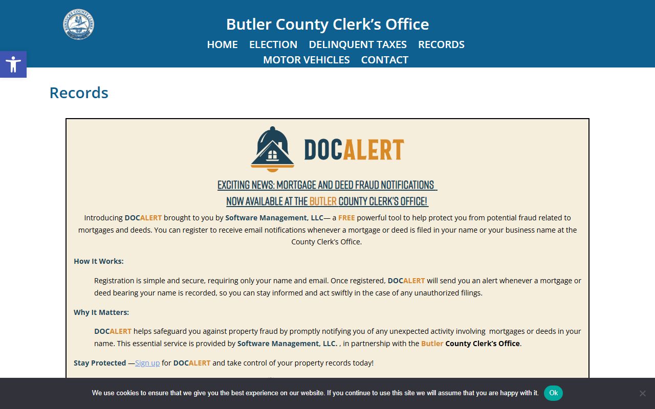 Butler County Clerk records eCCLIX search page