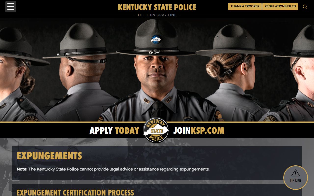 Butler County criminal court records Kentucky State Police expungement