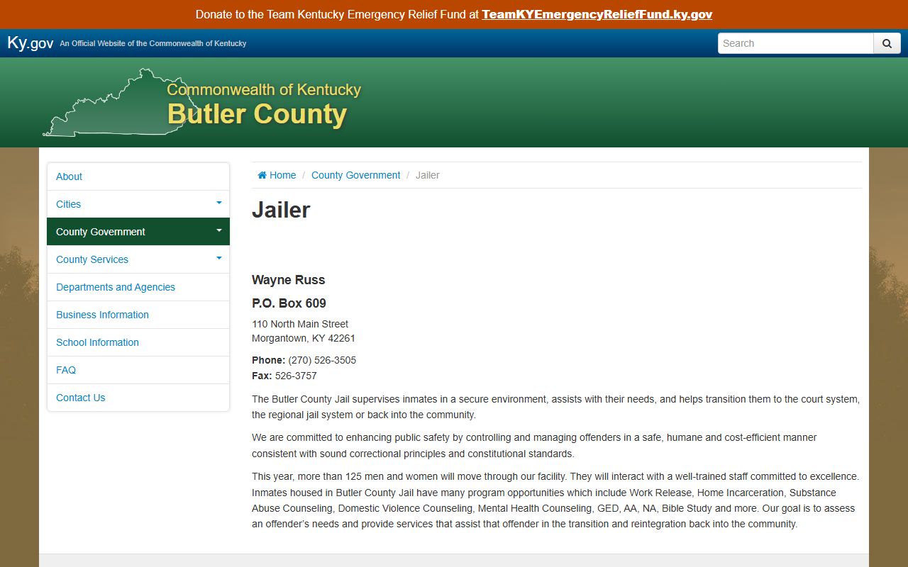 Butler County court records jailer page