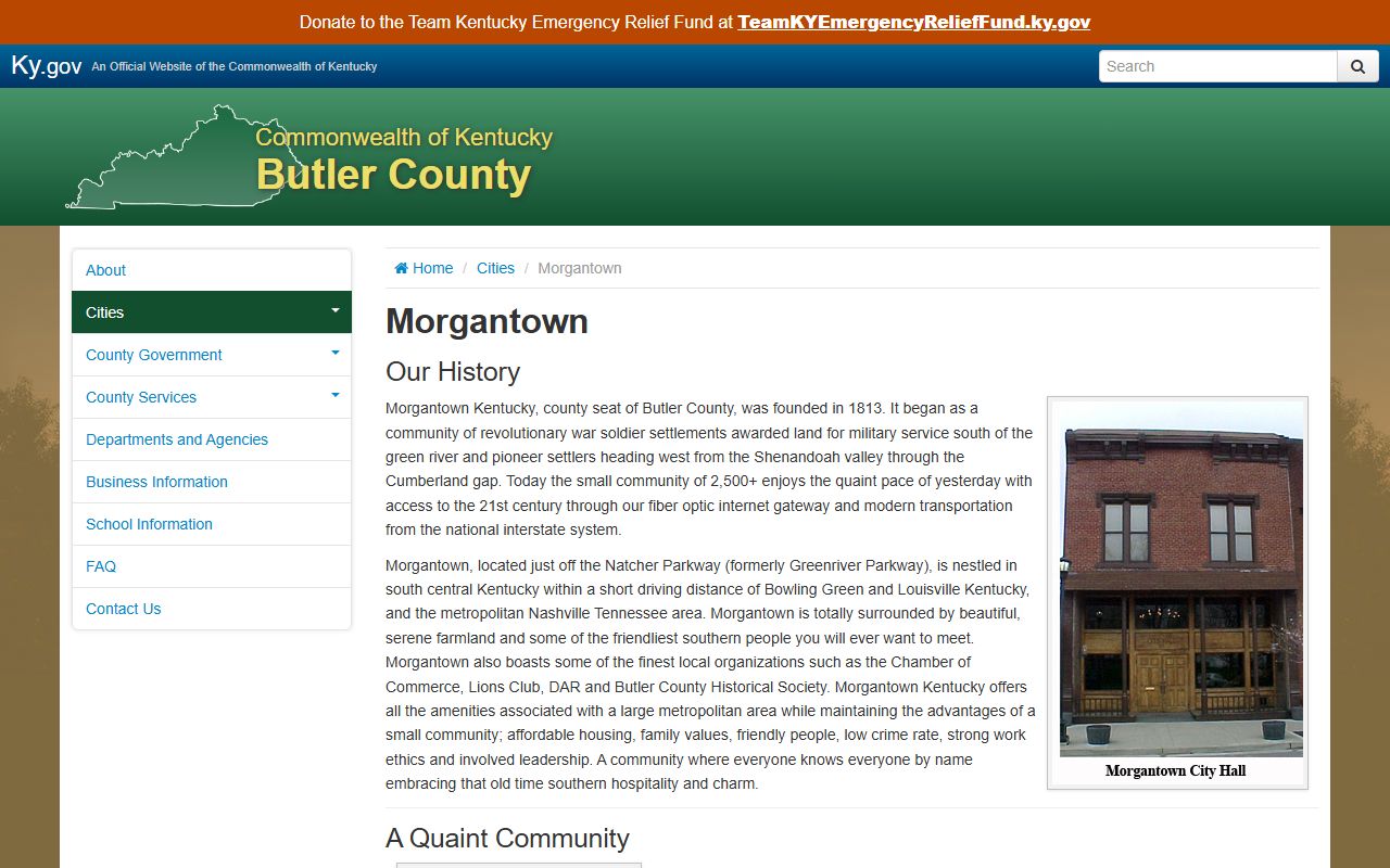 Butler County probate records Morgantown county seat context